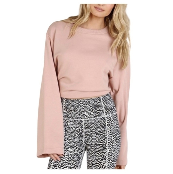 VARLEY L Light Pink Weymouth Tie Open Back Crewneck Pullover Sweater Terry Knit - Picture 3 of 16